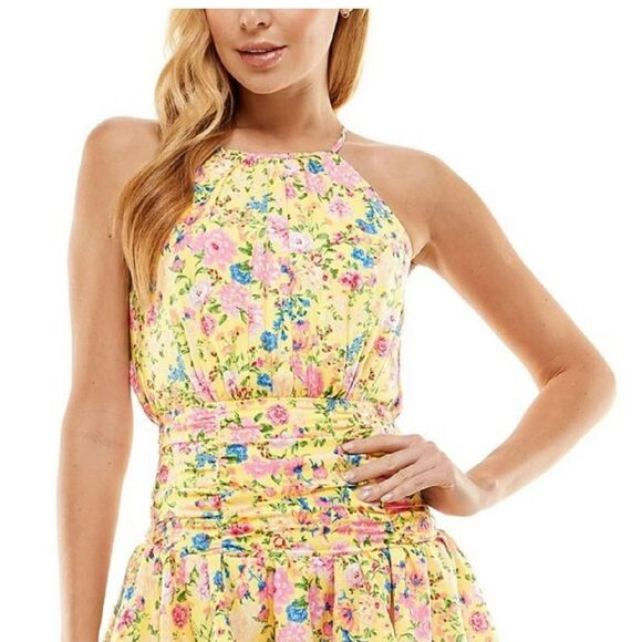 NWT City Studios Junior's Floral Print Fit & Flare Dress - Picture 9 of 12